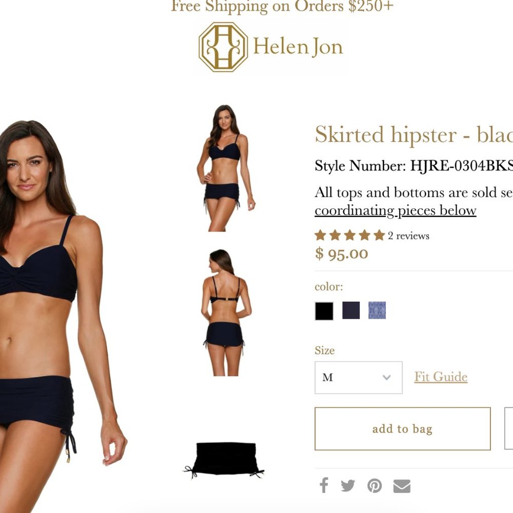 Helen Jon Skirted Hipster Size Medium Black In Like New Condition!